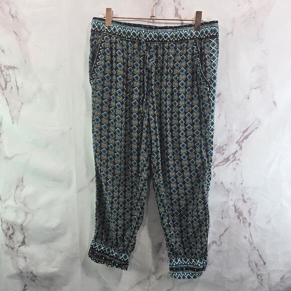 Anthropologie Pants - By Anthropologie Pants Womens Small Blue High Rise Pull On Crop Capri Diamond